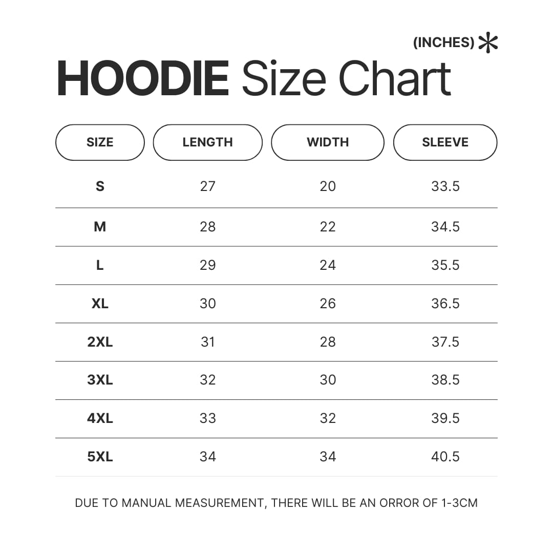 Hoodie Size Chart - Avatar UK Store