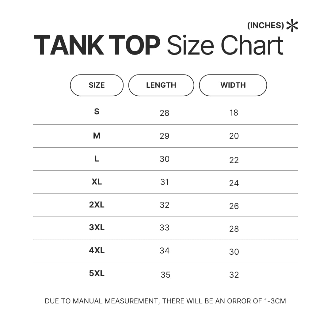 Tank Top Size Chart - Avatar UK Store